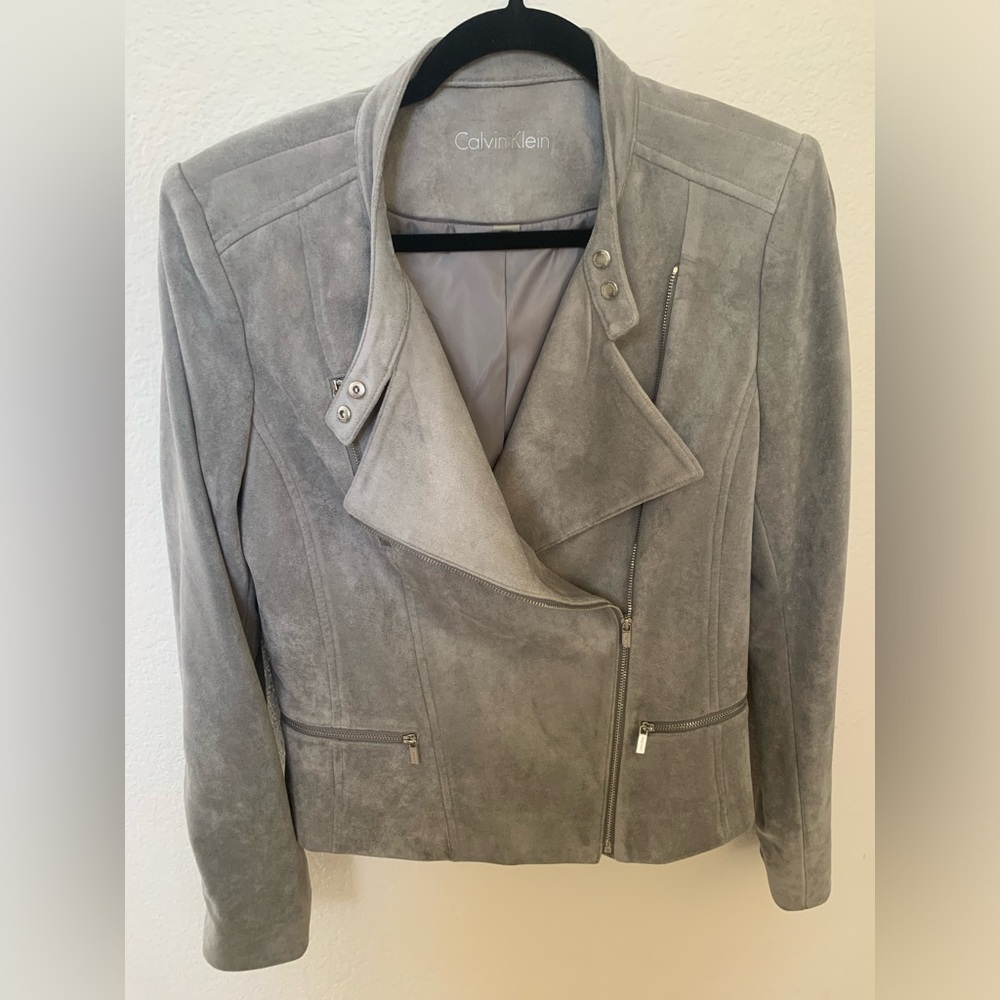 Calvin Klein Gray Leather Jacket